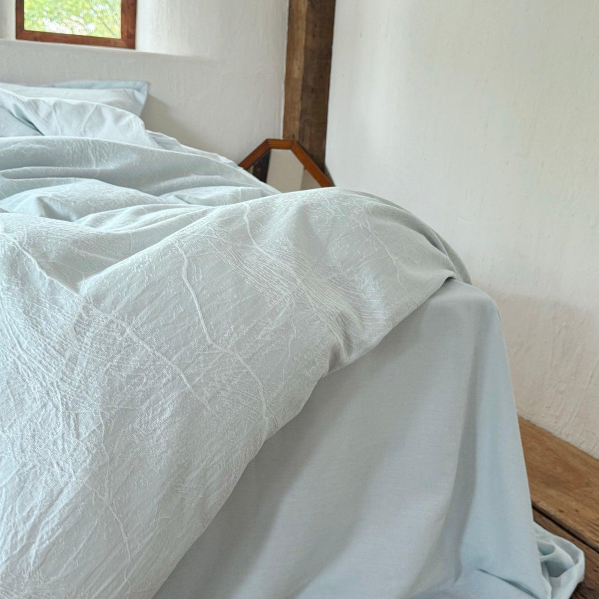 Glacier Vein Jacquard Cotton Duvet Cover -  Aqua