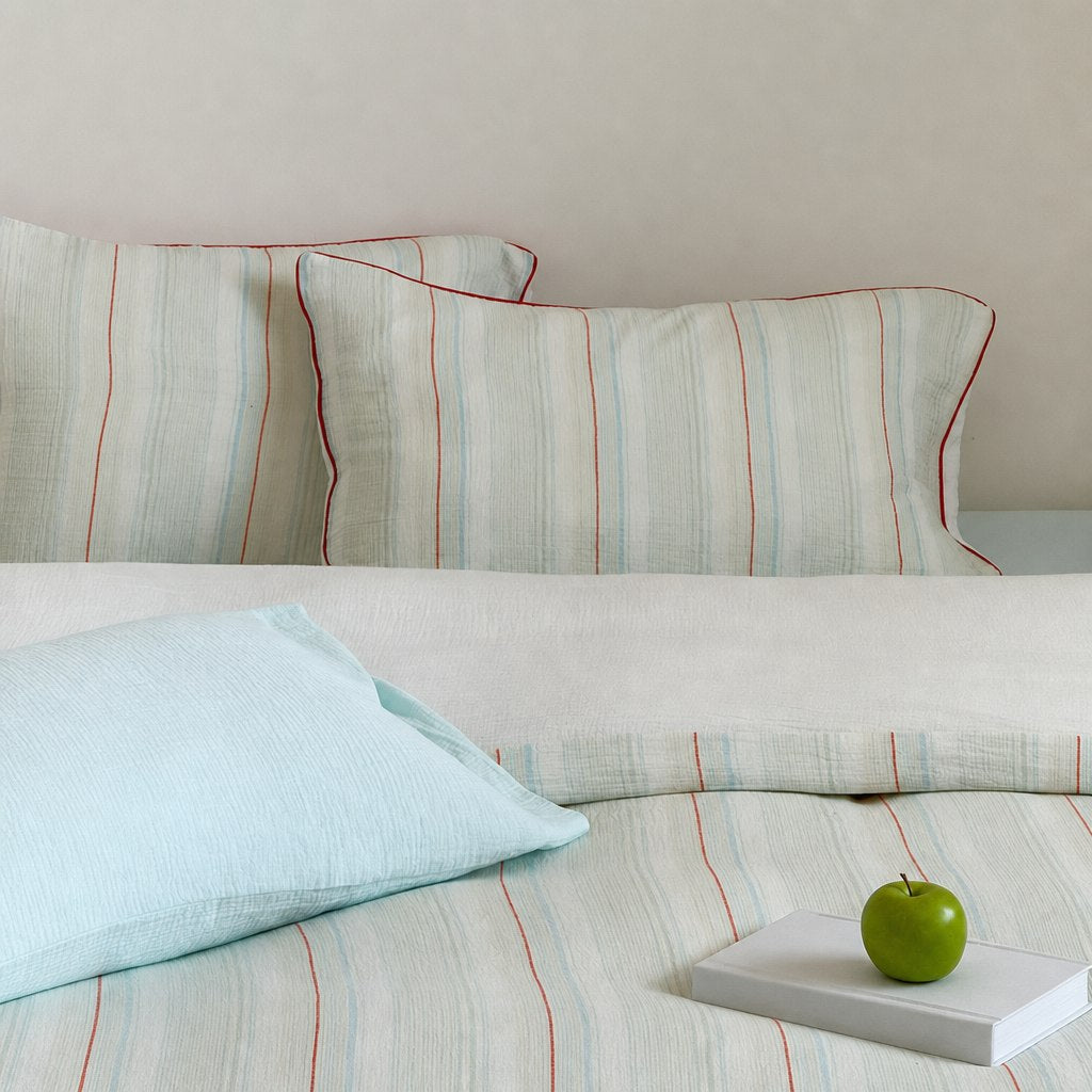 Vintora Modern Striped Cotton Bedding Set Double Layer Gauze for Cozy Sleep G90