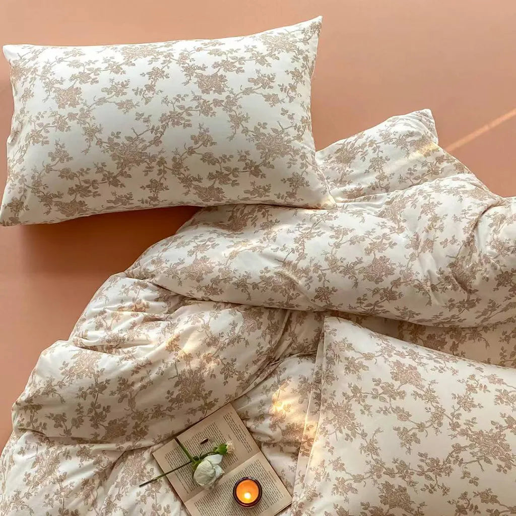 Toile Floral Cotton Bedding Set