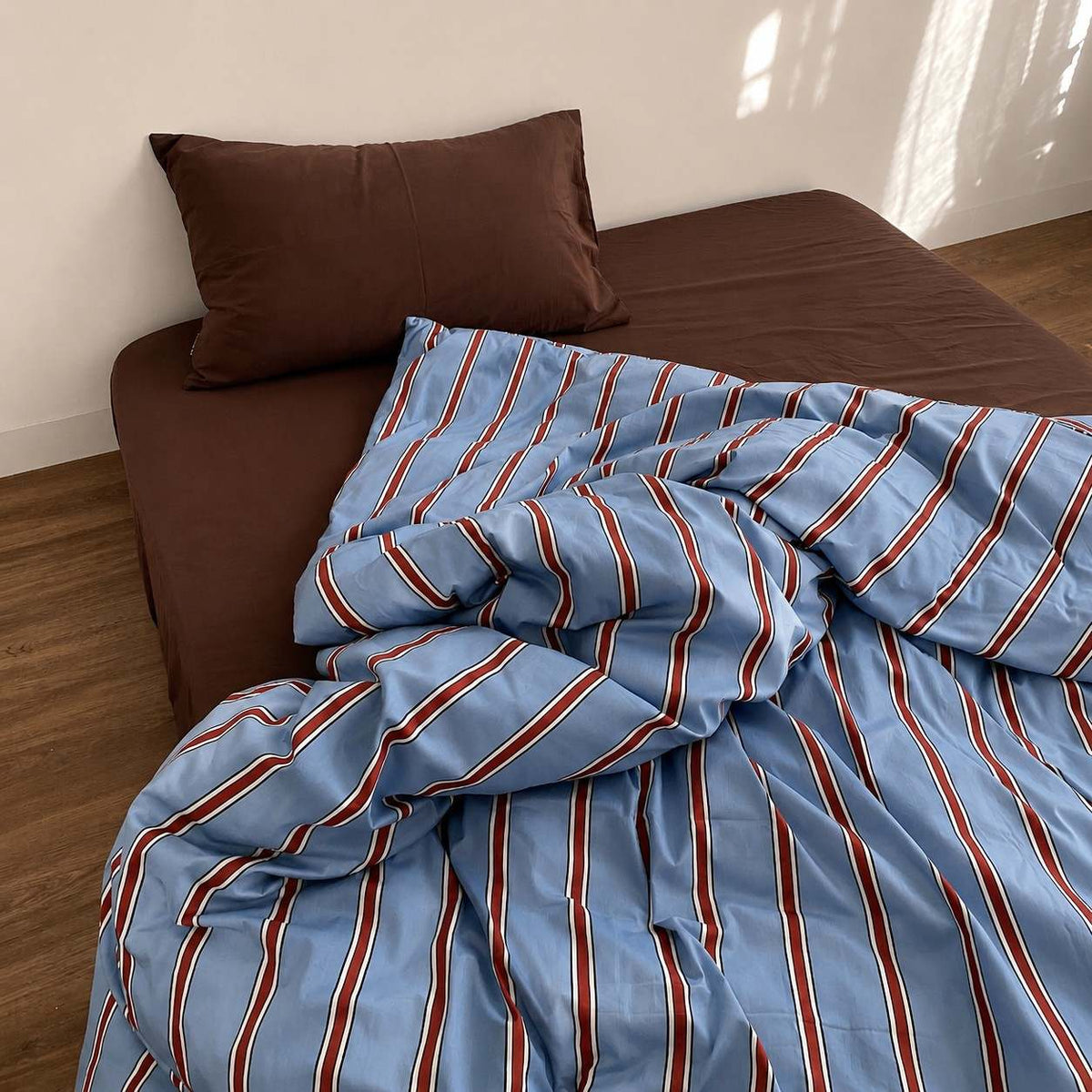 Vintora Vintage Pink and Blue Striped 100% Cotton Bedding Set G105