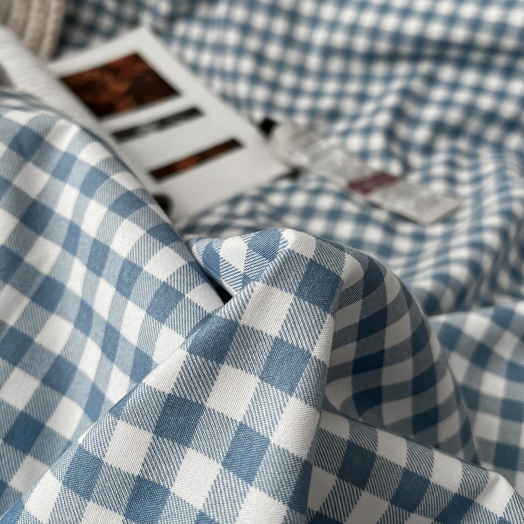 Light Blue Gingham Bedding Set