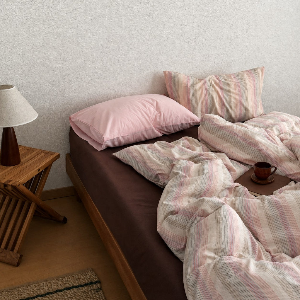 Vintora Retro Stripe Cotton Bedding Set Breathable Cotton G99