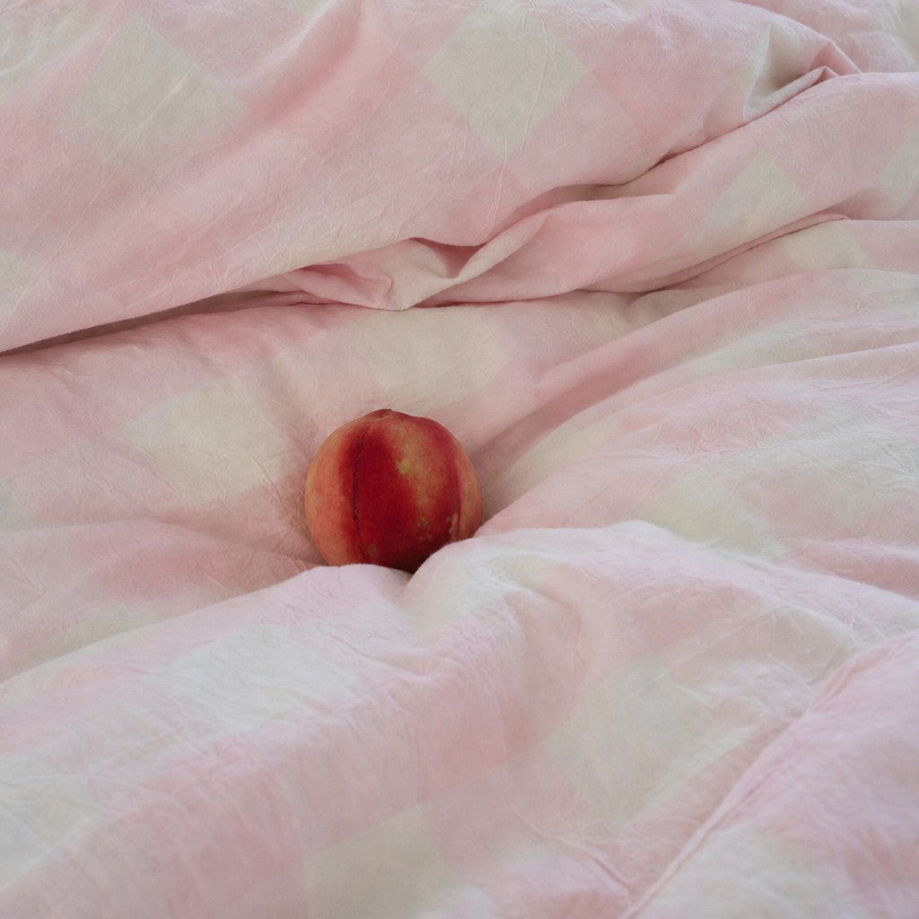 Viatora Pink Plaid Cotton Bedding Set Breathable  Wicking for All Seasons G76