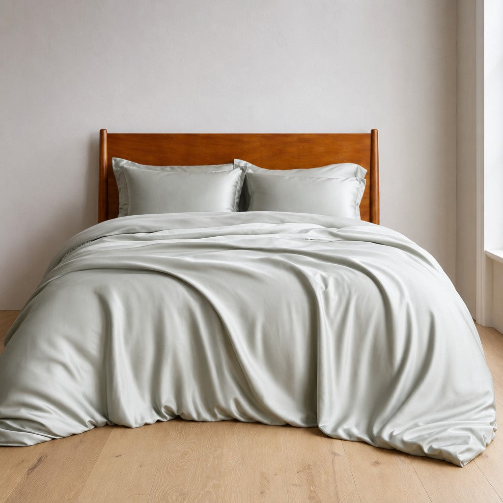 Qelune Bamboo Duvet Cover Set – Cooling Organic Bamboo Bedding in Light Grey