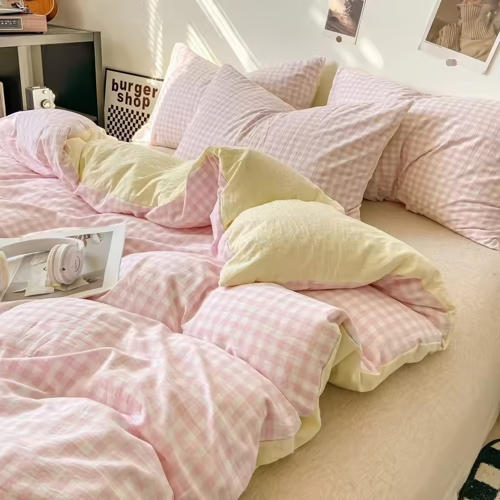 Pastel Gingham Bedding Set