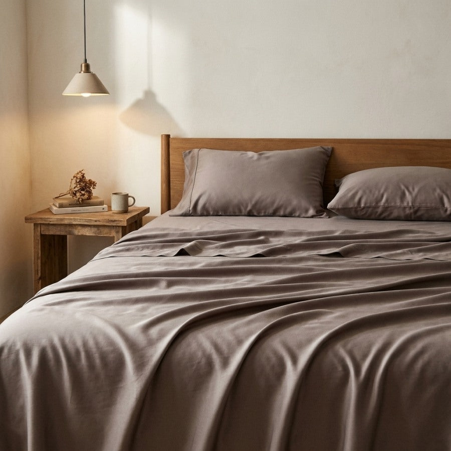 Qelune Bamboo Sheet Set – Cooling Organic Bamboo Bedding in Stone