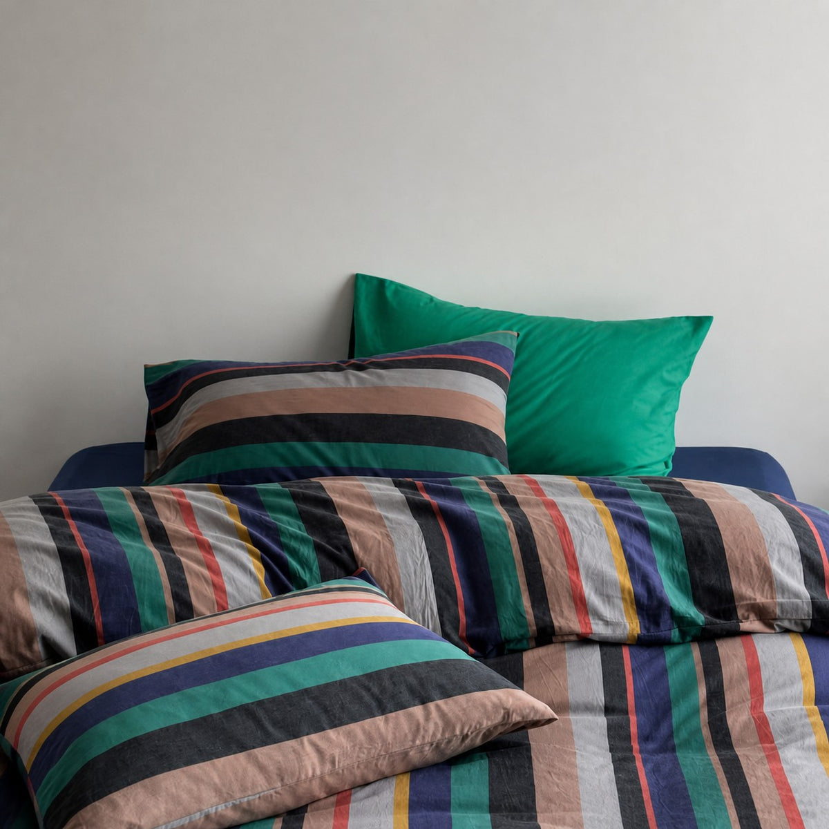 Vintora Vintage BV Green Striped Cotton Bedding Set G98
