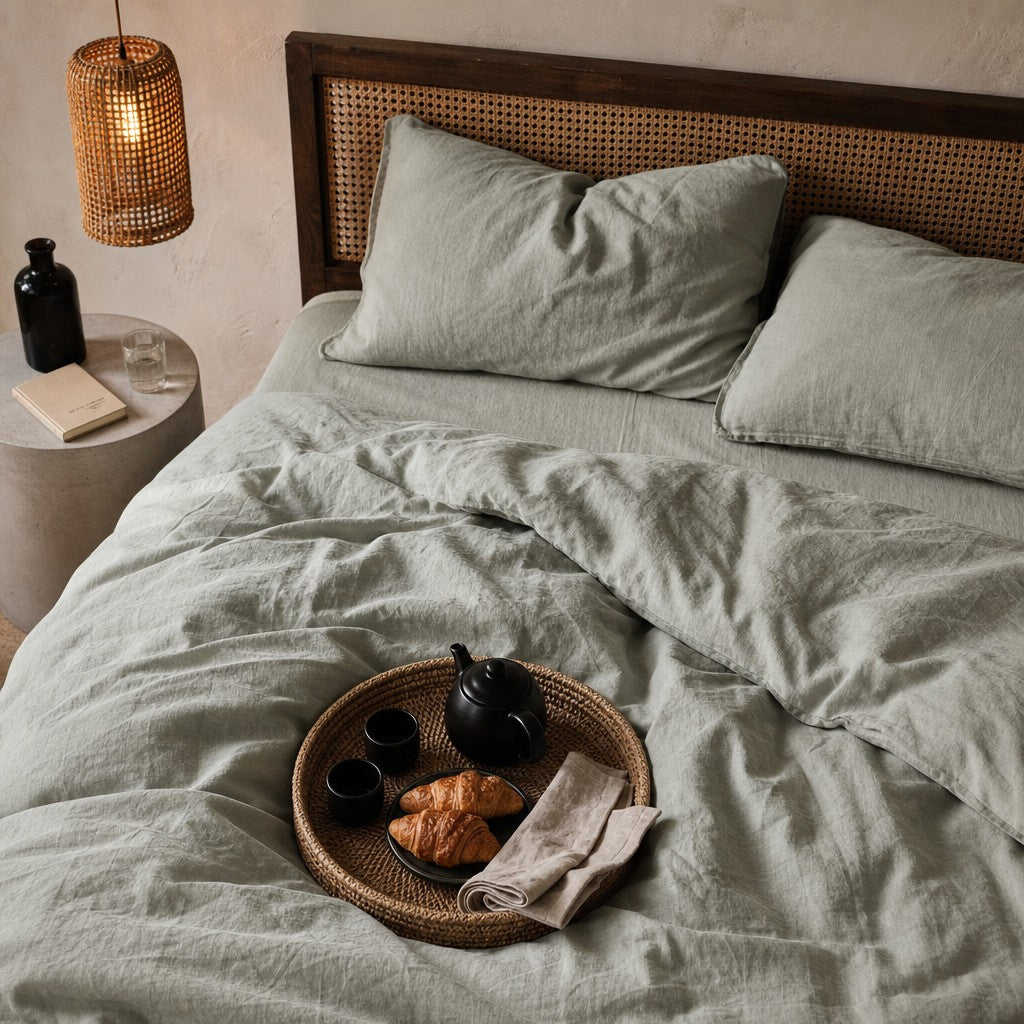 Cottara Washed Cotton Bedding Set Soft Breathable Bed Linen for Cozy Dorm and Home Use G65