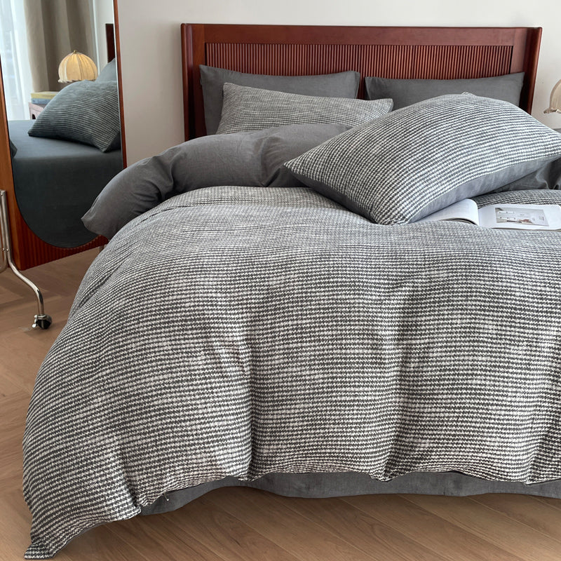 Cotton Houndstooth Jacquard Farmhouse Duvet Cover