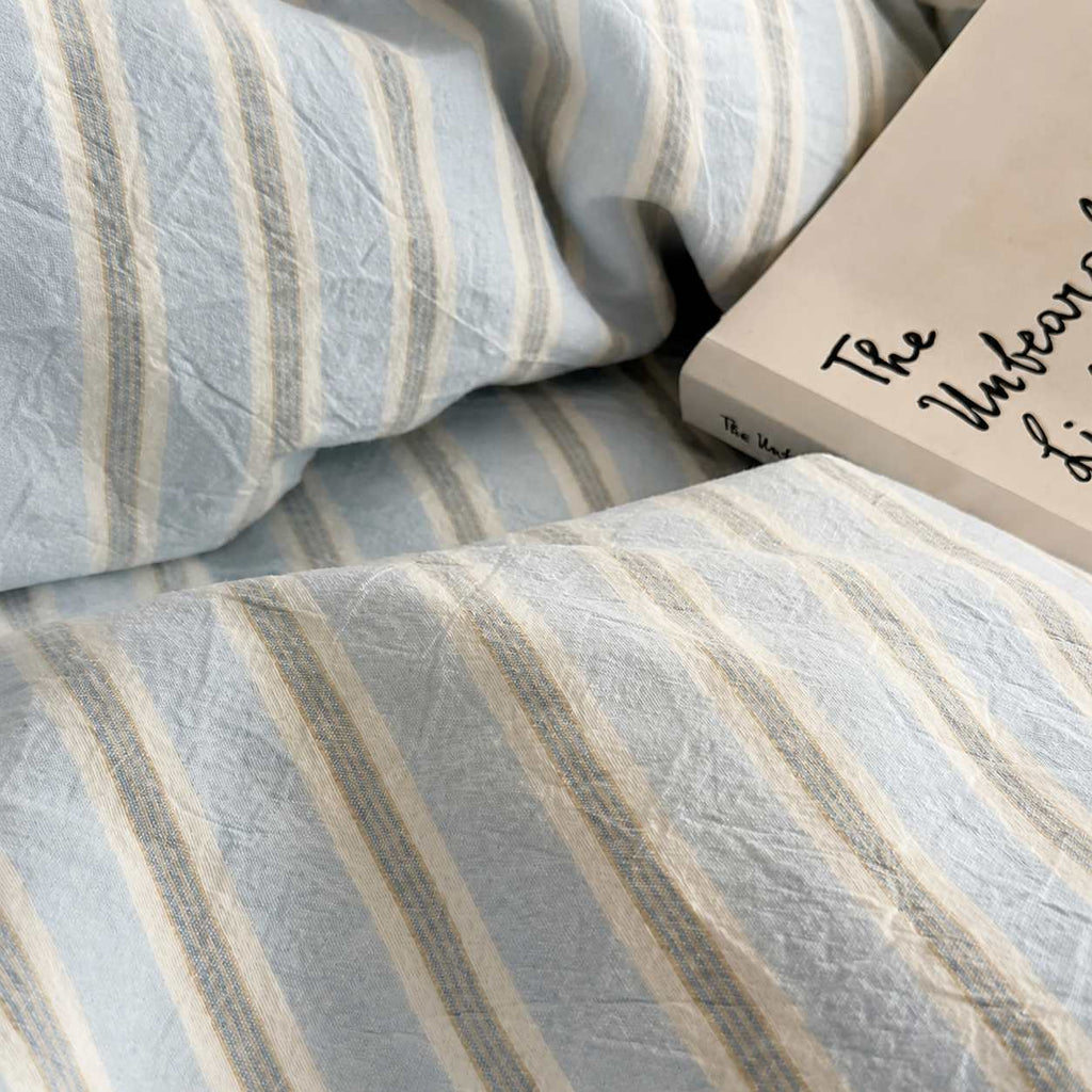 Vintora Scandinavian Blue Stripe Cotton Bedding Set G118