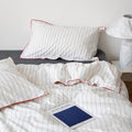 Vintora Minimalist White Striped Washed Cotton Bedding Set for Everyday Comfort G116