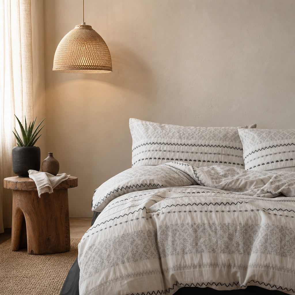 Vintora Boho Cotton Jacquard Bedding Set Tufted Duvet Set for All Season Bedroom Decor G69