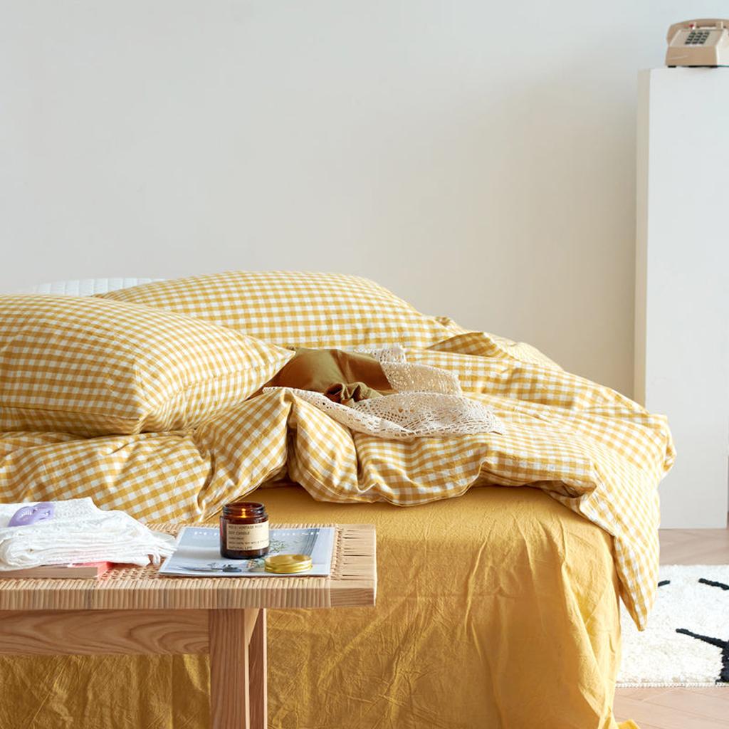 Cotton Small Gingham Duvet Cover - Blue