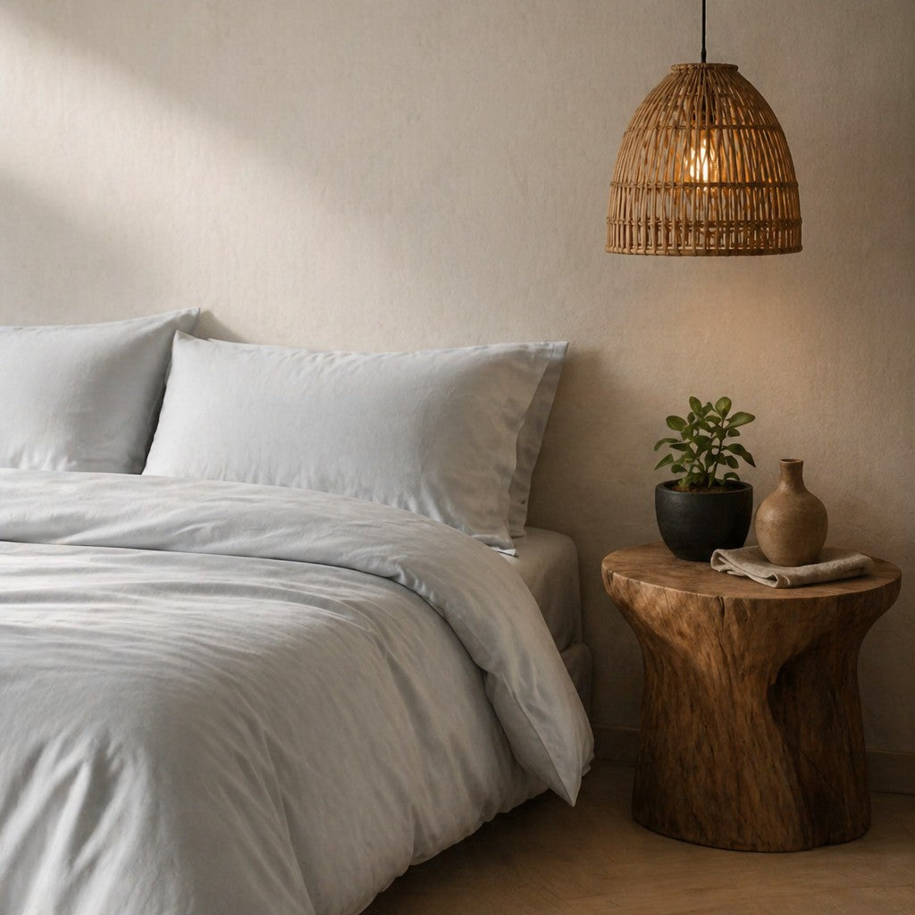 Qelune Bamboo Duvet Cover Set – Cooling Organic Bamboo Bedding in Light Grey