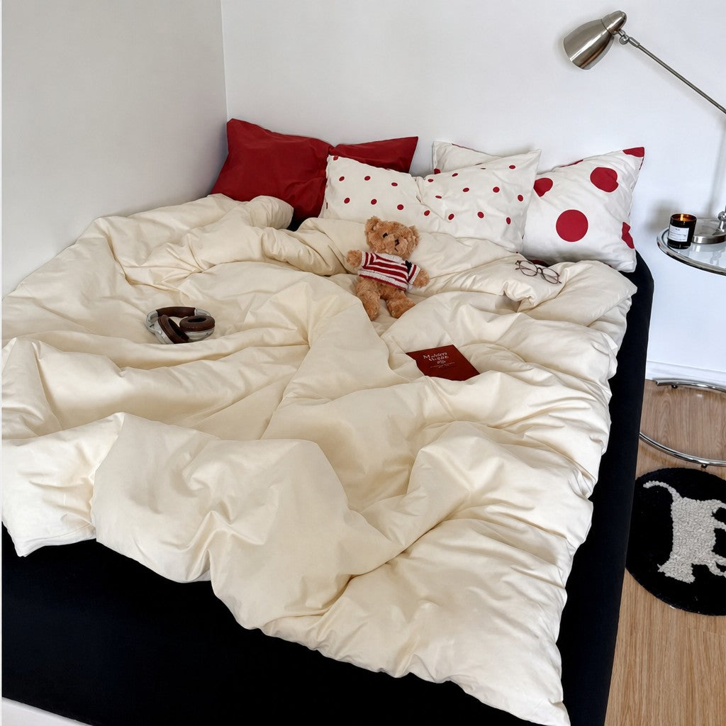 Vintora Relax Style Polka Dot Cotton Bedding Set for Master Bedroom and Dormitory G85