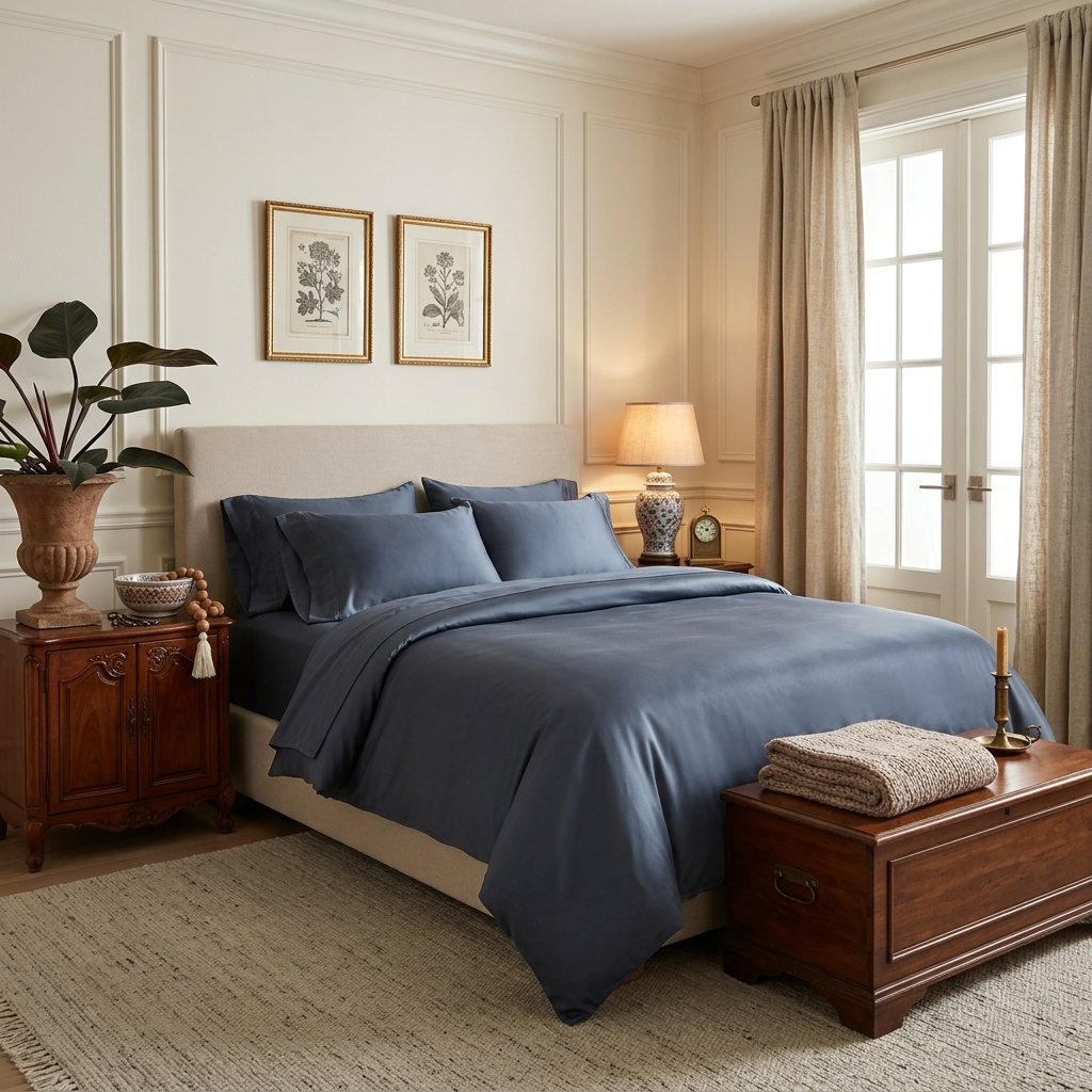 Qelune Bamboo Duvet Cover Set – Cooling Organic Bamboo Bedding in Nightfall