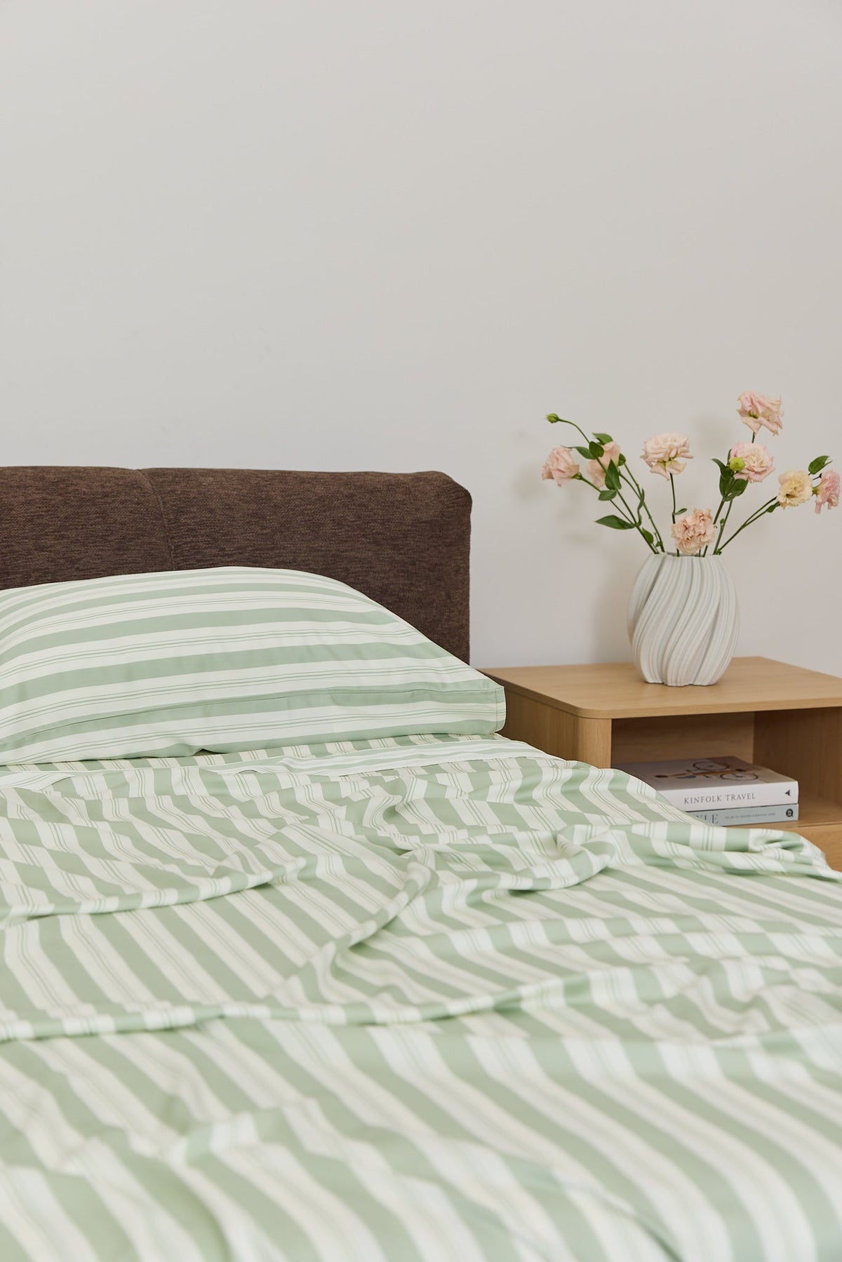 Pistachio Stripe Bamboo Fitted Sheet