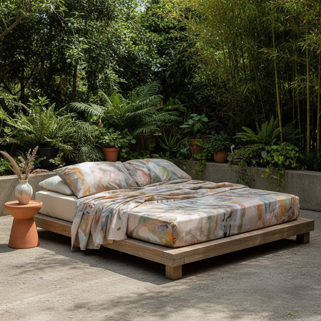 Oil Painting Design Bamboo Bedding Set