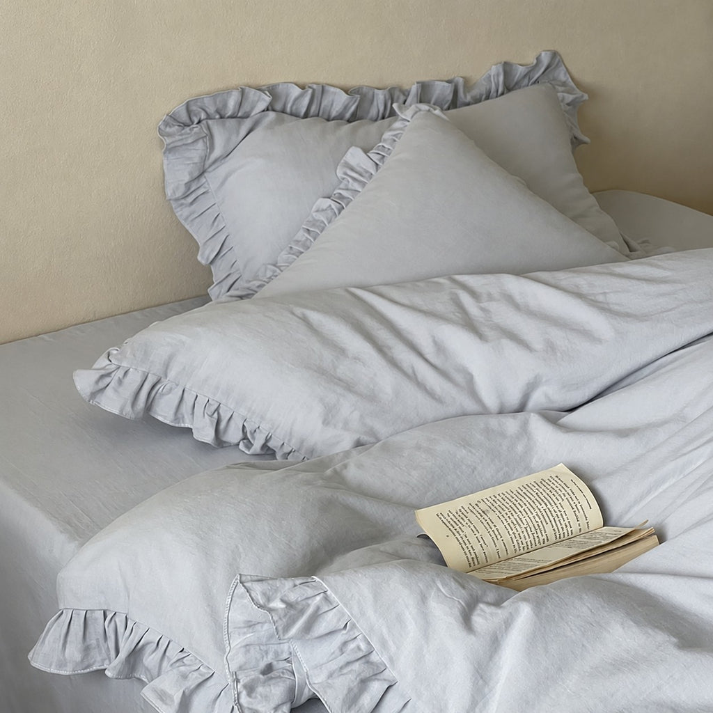 Roselle  Double Gauze Cotton Bedding Set with Ruffle Edge for All Seasons G111