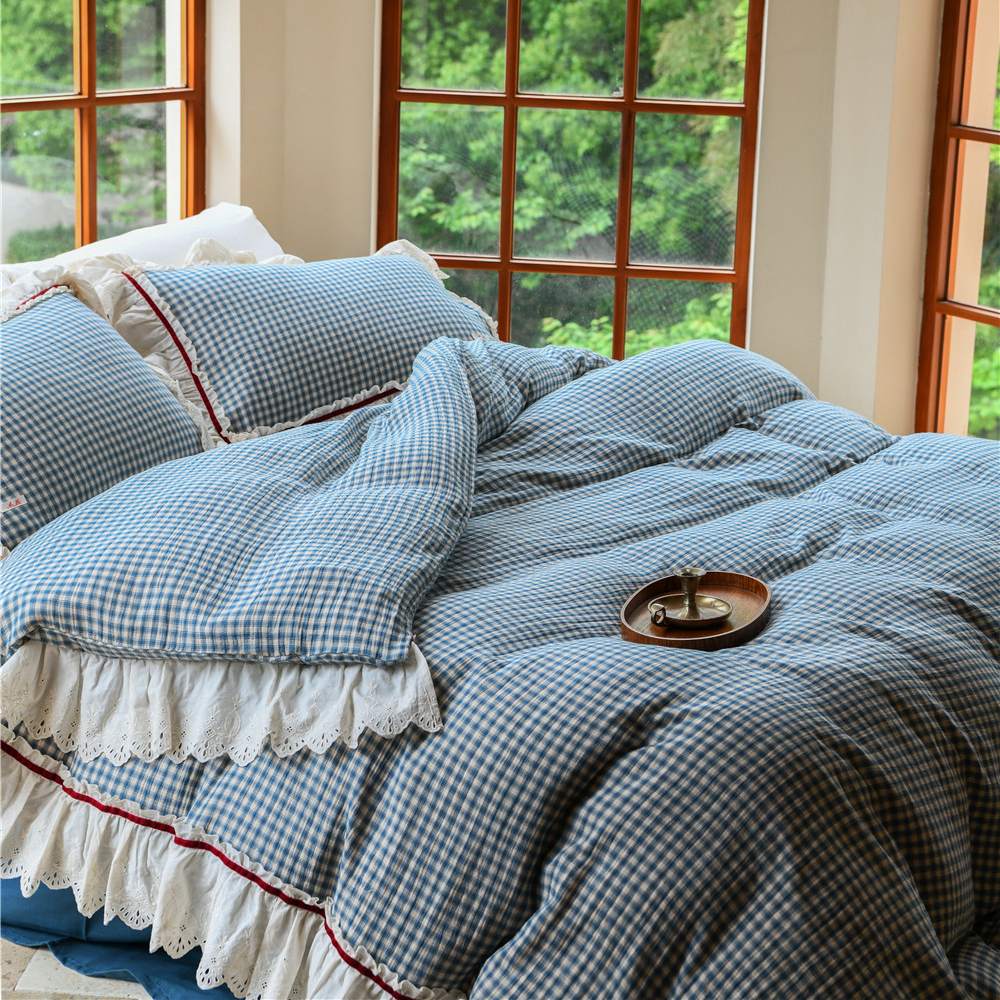 Roselle French Cottage Double Gauze Cotton Ruffle Bedding Set G110