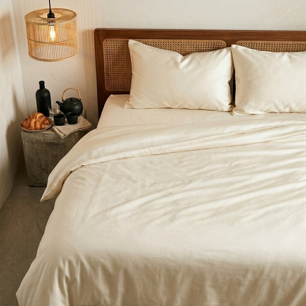 Qelune Bamboo Duvet Cover Set 鈥?Cooling Organic Bamboo Bedding in Elegant Ivory