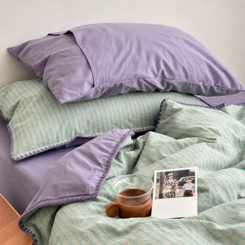 Vintora Soft Cotton Piped Stripe Bedding Set G96