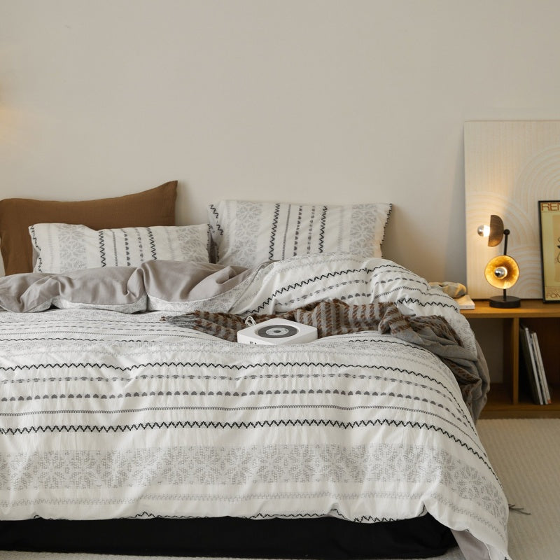 Vintora Boho Cotton Jacquard Bedding Set Tufted Duvet Set for All Season Bedroom Decor G69