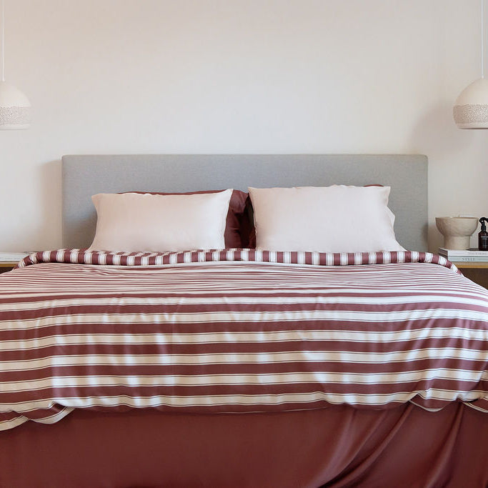 Cinnamon Stripe Bamboo Quilt Cover