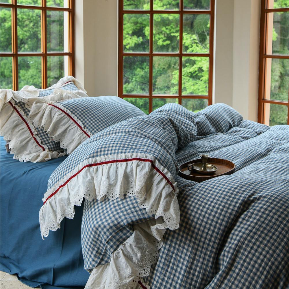 Roselle French Cottage Double Gauze Cotton Ruffle Bedding Set G110