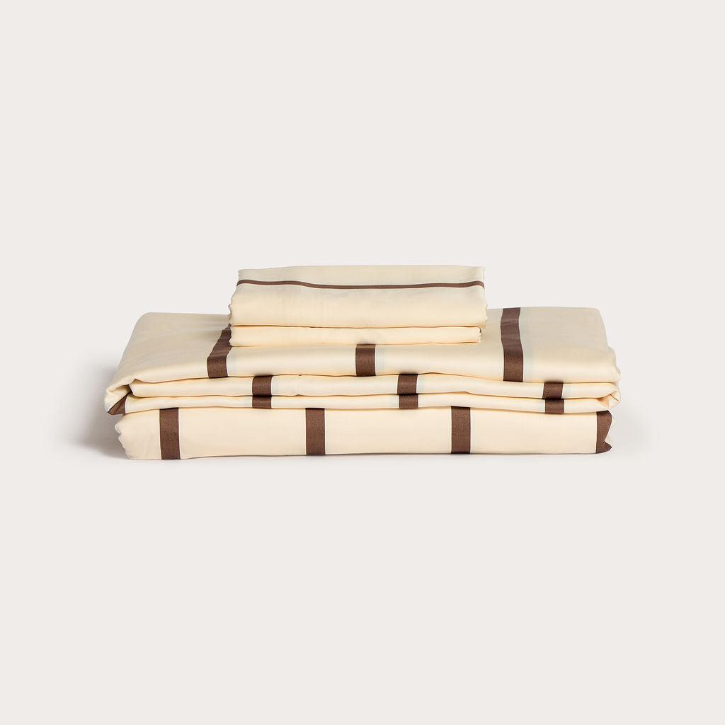 Chocolate Stripe Bamboo Sheet Set