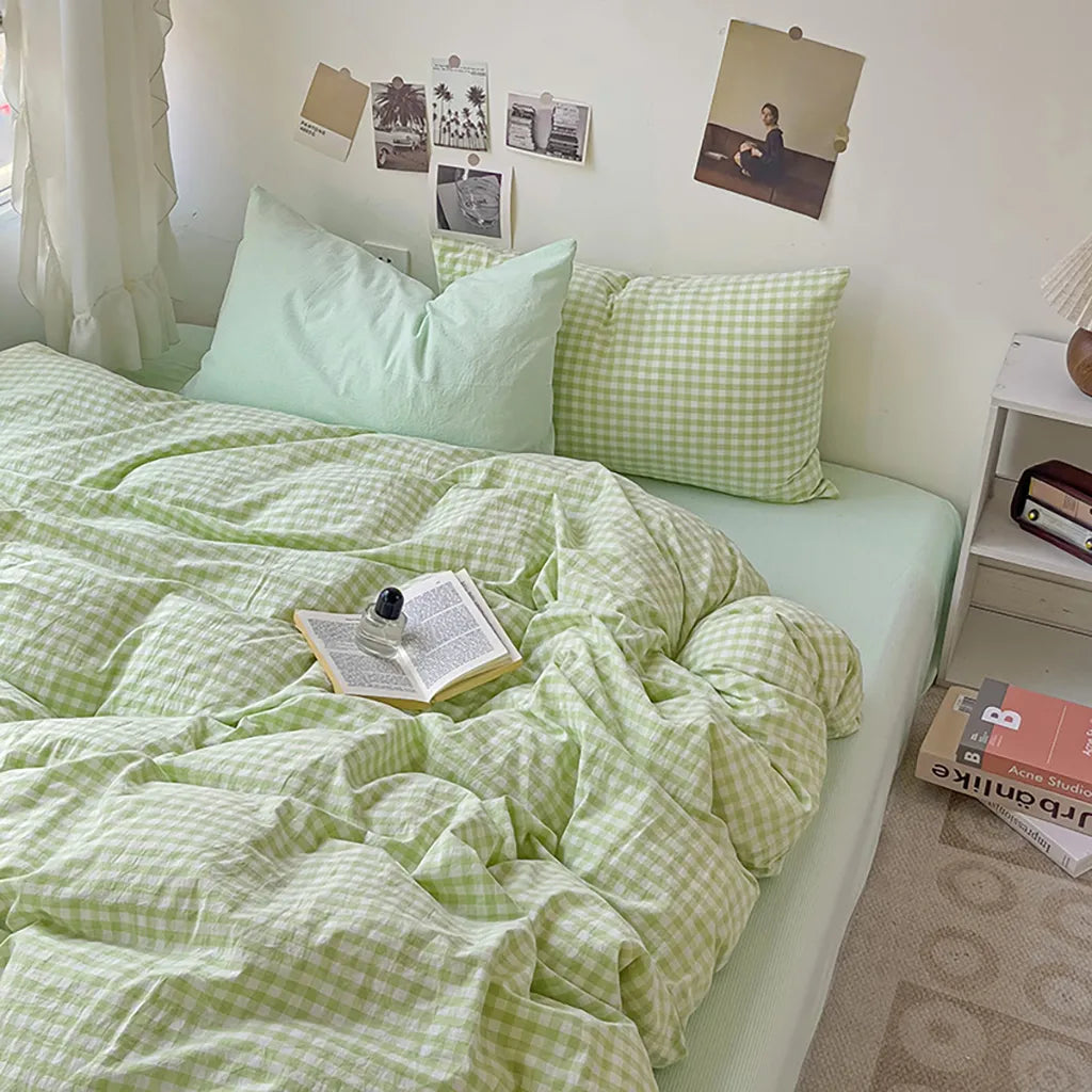 Pastoral Green Gingham Duvet Cover