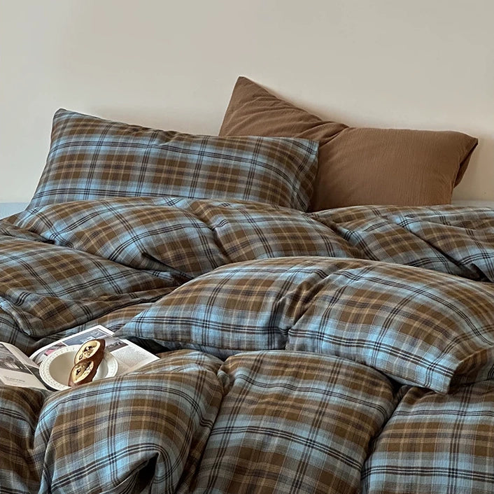 Vintora Classic Check Cotton Bedding Set in Yarn Dyed Washed Cotton for Everyday Comfort G104