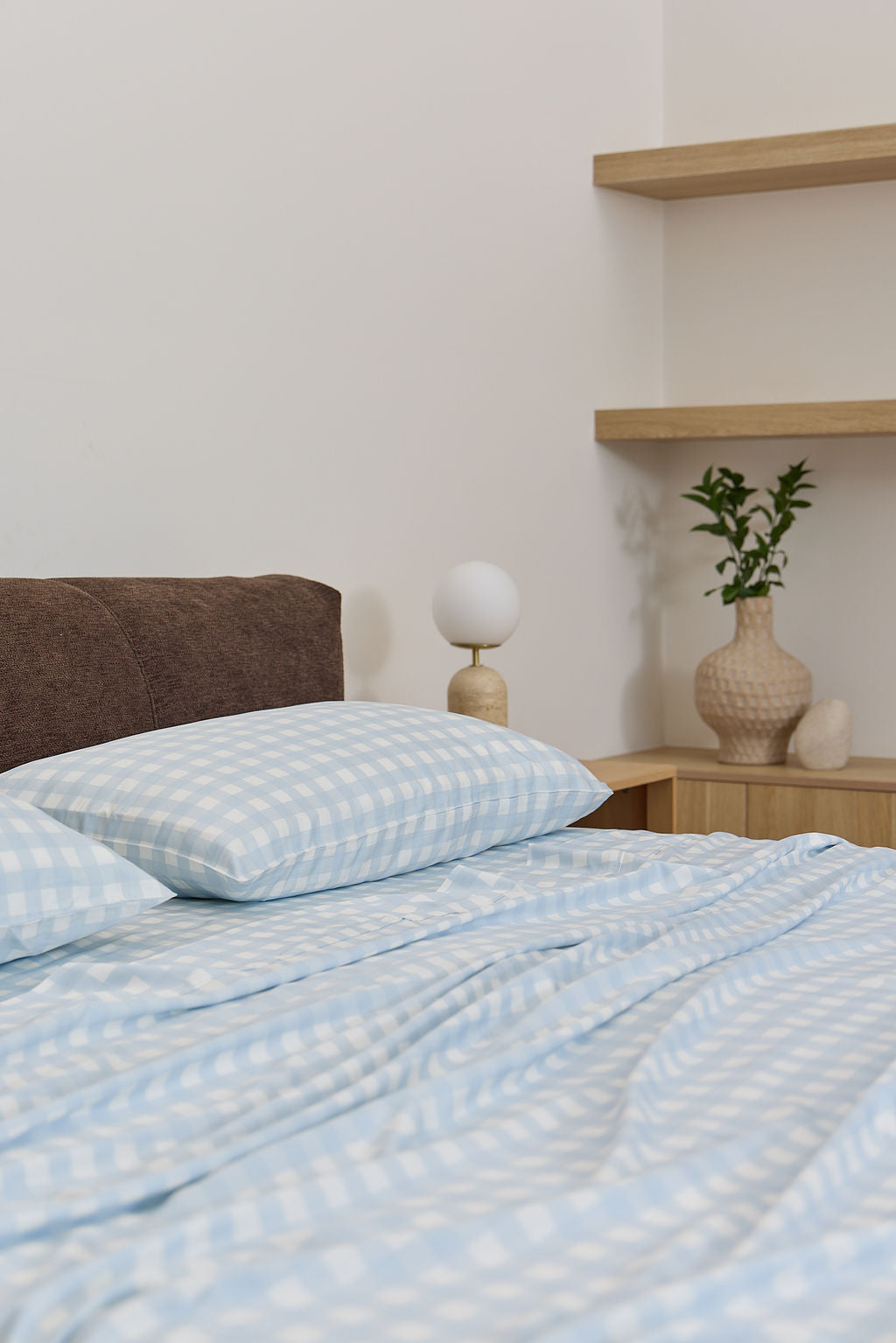 Sky Gingham Bamboo Pillowslip