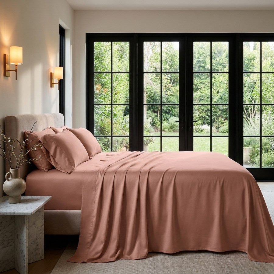Qelune Bamboo Sheet Set 鈥?Cooling Organic Bamboo Bedding in Clay