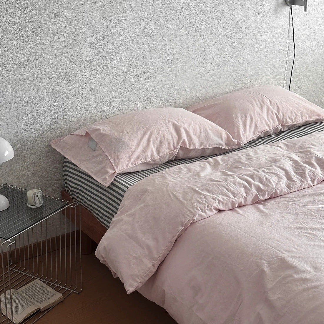 Vintora Blush Solid Pure Cotton Bedding Set for All Season Bedroom Decor G117