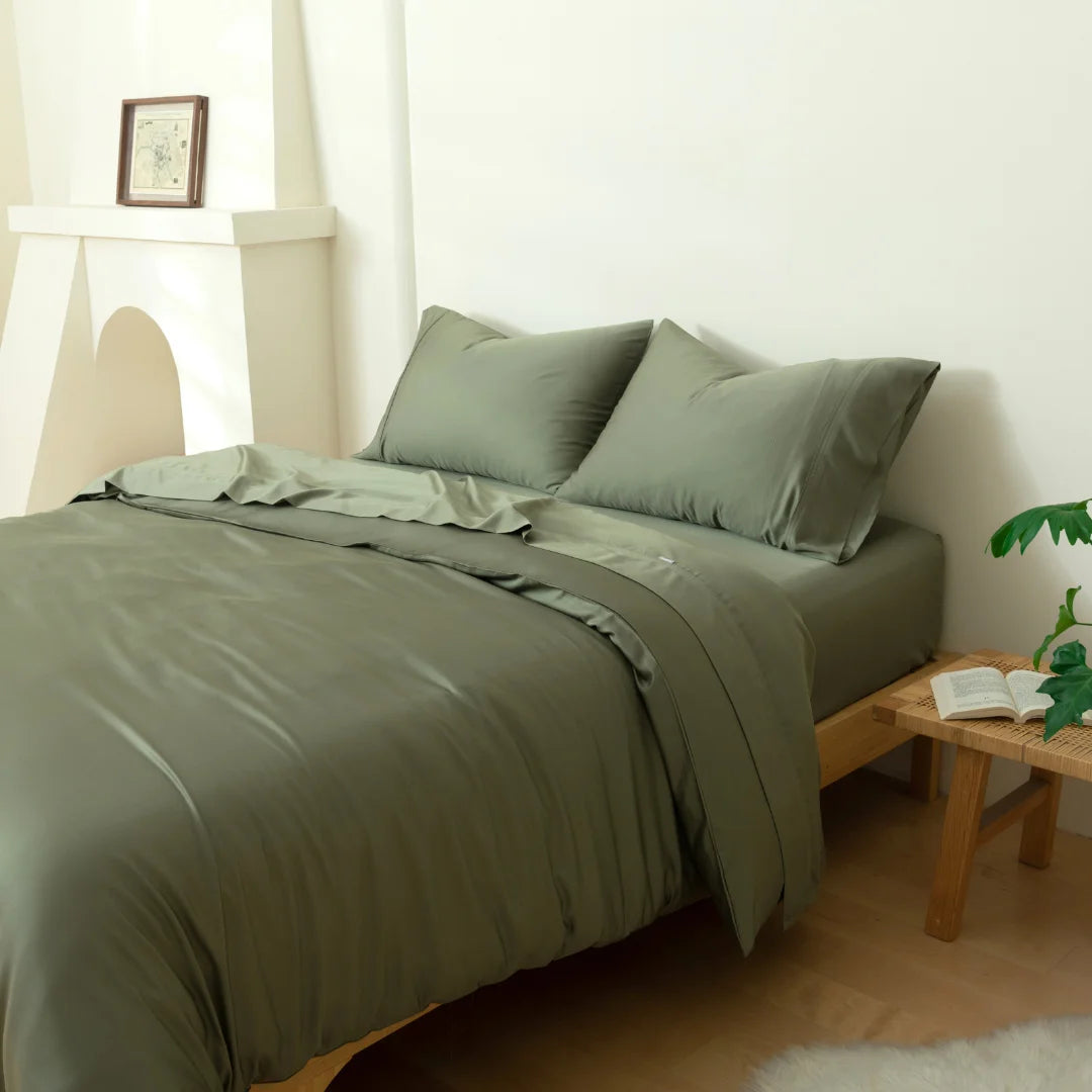 Bamboo Quilt Cover Set - Moss