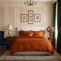 Qelune Bamboo Duvet Cover Set – Cooling Organic Bamboo Bedding in Terracotta
