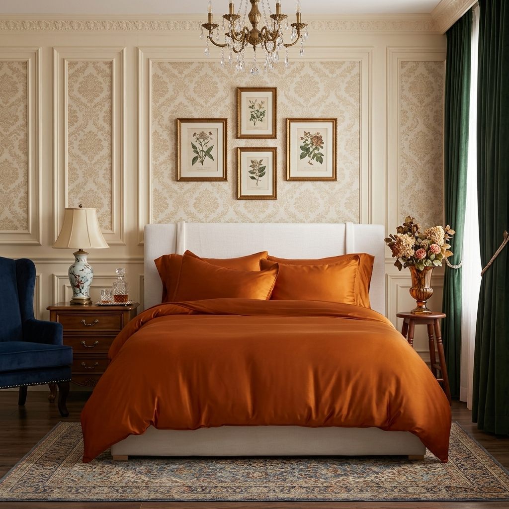 Qelune Bamboo Duvet Cover Set – Cooling Organic Bamboo Bedding in Terracotta
