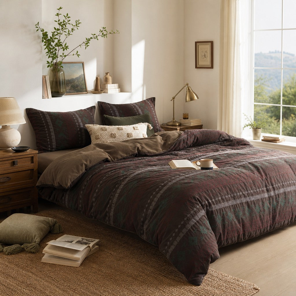Vintora Boho Cotton Jacquard Bedding Set Tufted Duvet Set for All Season Bedroom Decor G69