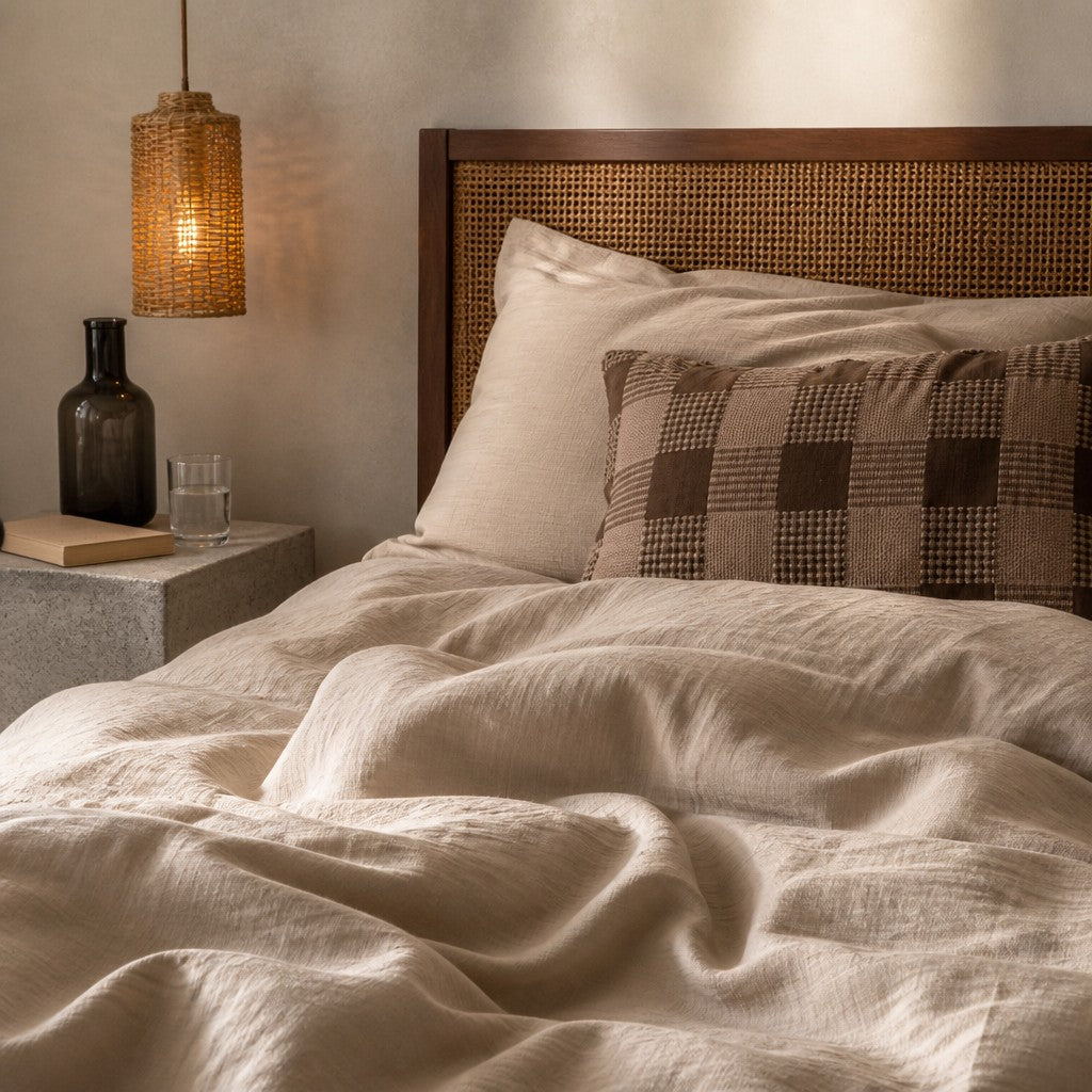 Vireza Plaid Cotton Crinkle Bedding Set G72