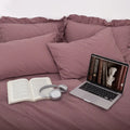 Vintage Purple Striped Duvet Cover Set