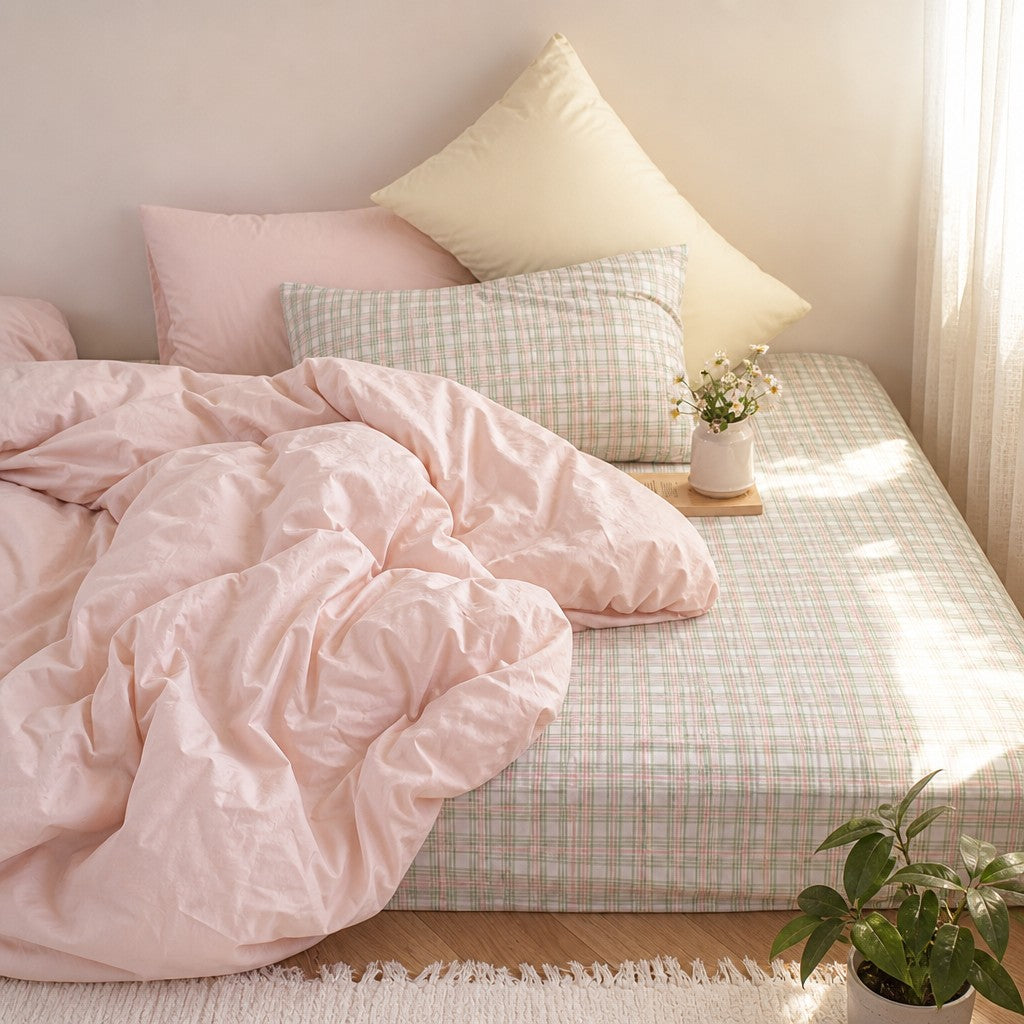 Vireza Green Plaid Pure Cotton Bedding Set G86