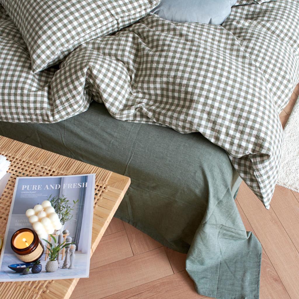 Cotton Small Gingham Duvet Cover - Blue