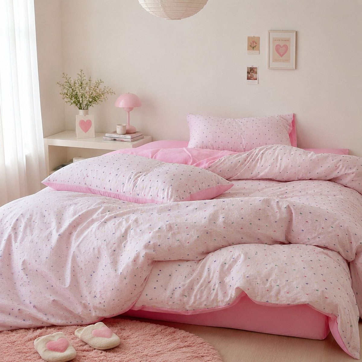 Vireza Washed Cotton Jacquard Bedding Set with Soft Breathable for All Seasons G101