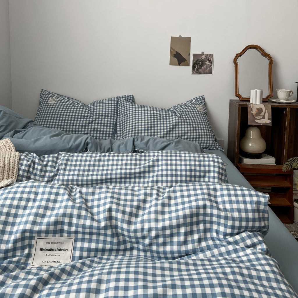 Light Blue Gingham Bedding Set