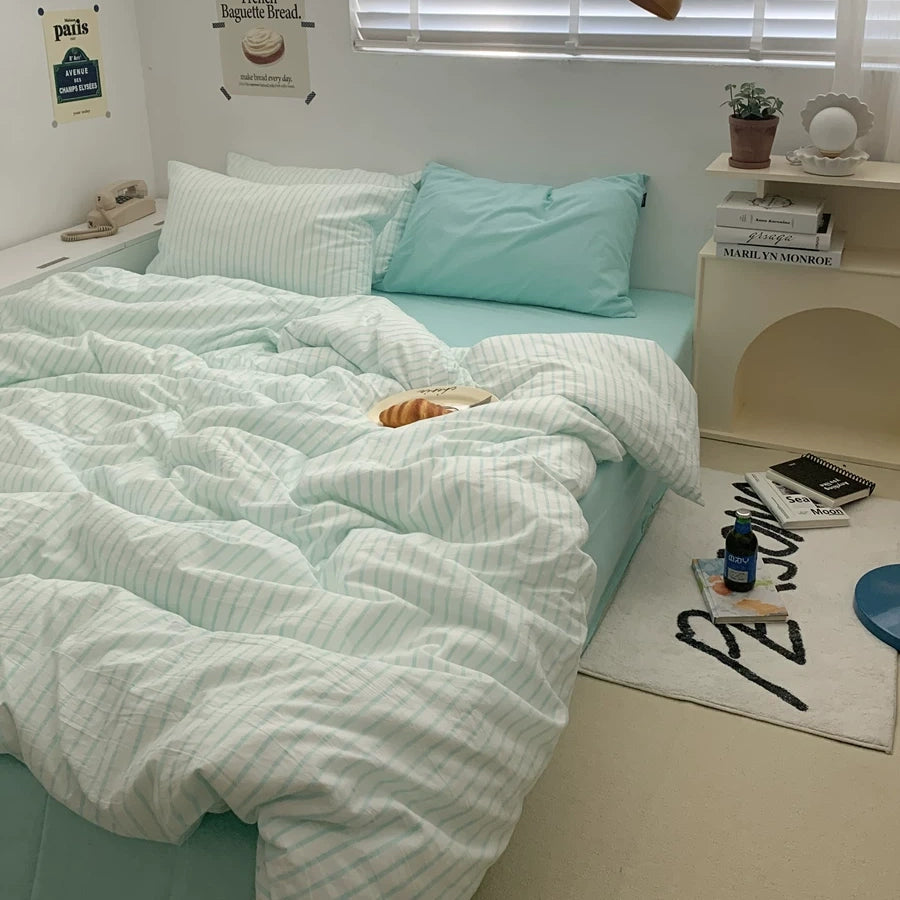 Vintora Soft Washed Cotton Stripe Bedding Set G91