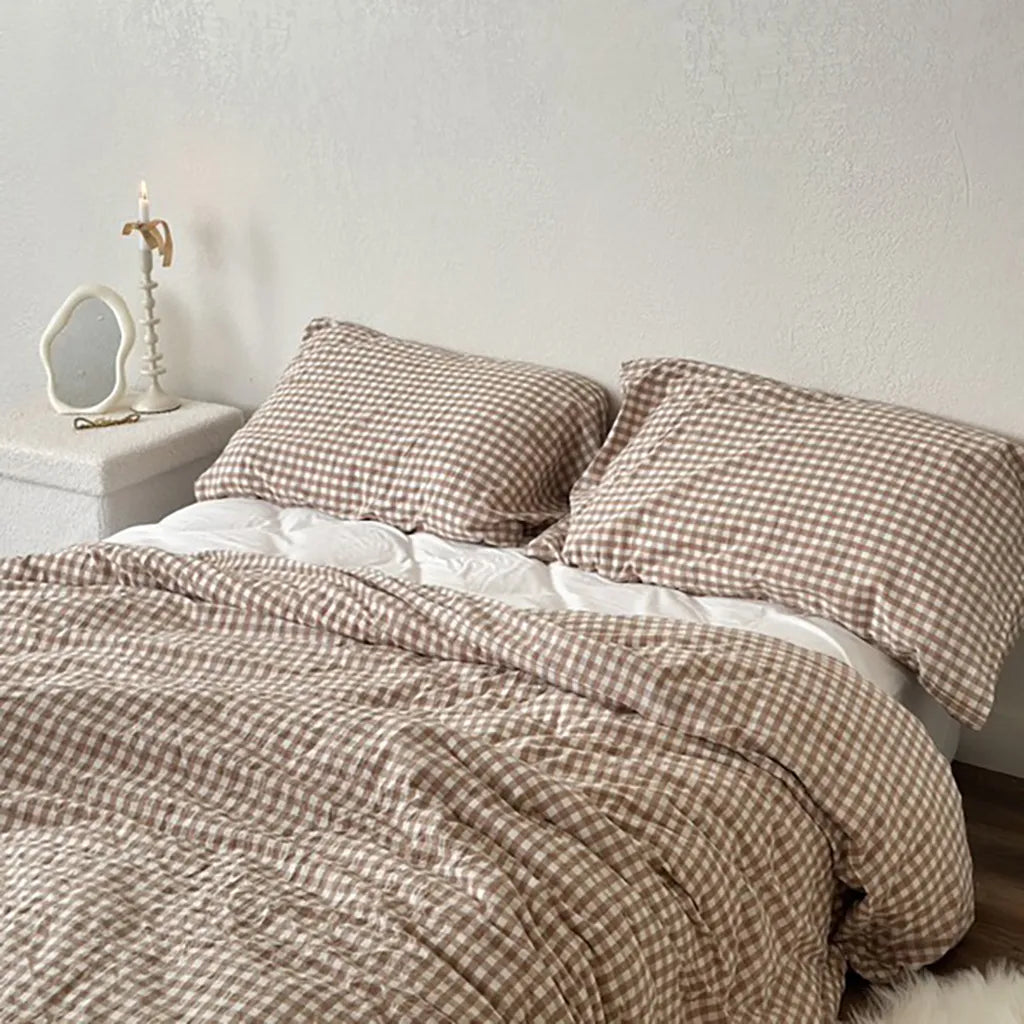 Cotton Small Gingham Duvet Cover - Navy