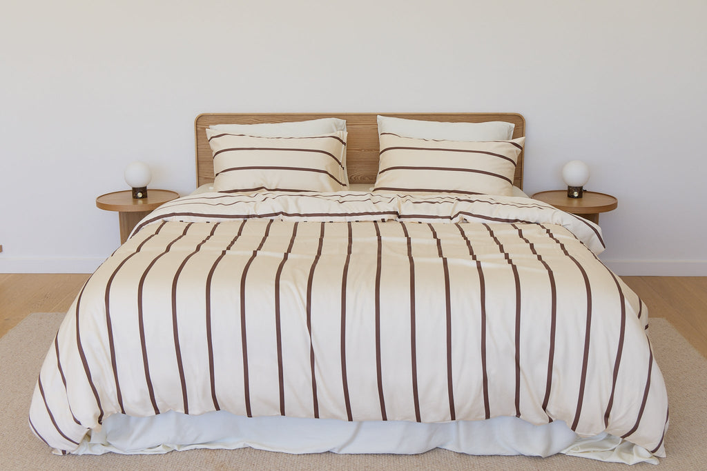 Chocolate Stripe Bamboo Quilt Cover
