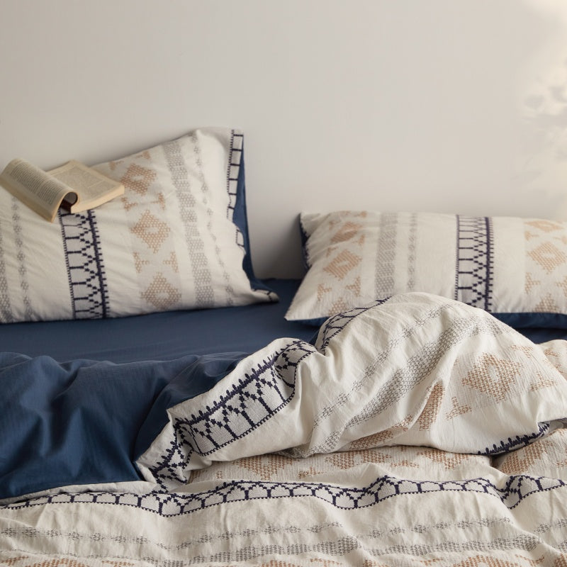 Vintora Boho Cotton Jacquard Bedding Set Tufted Duvet Set for All Season Bedroom Decor G69