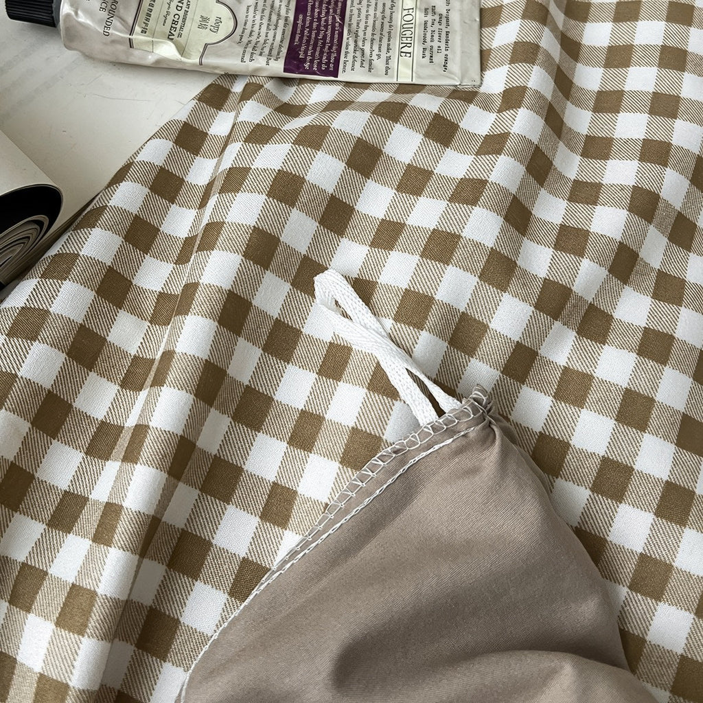 Light Brown Gingham Bedding Set